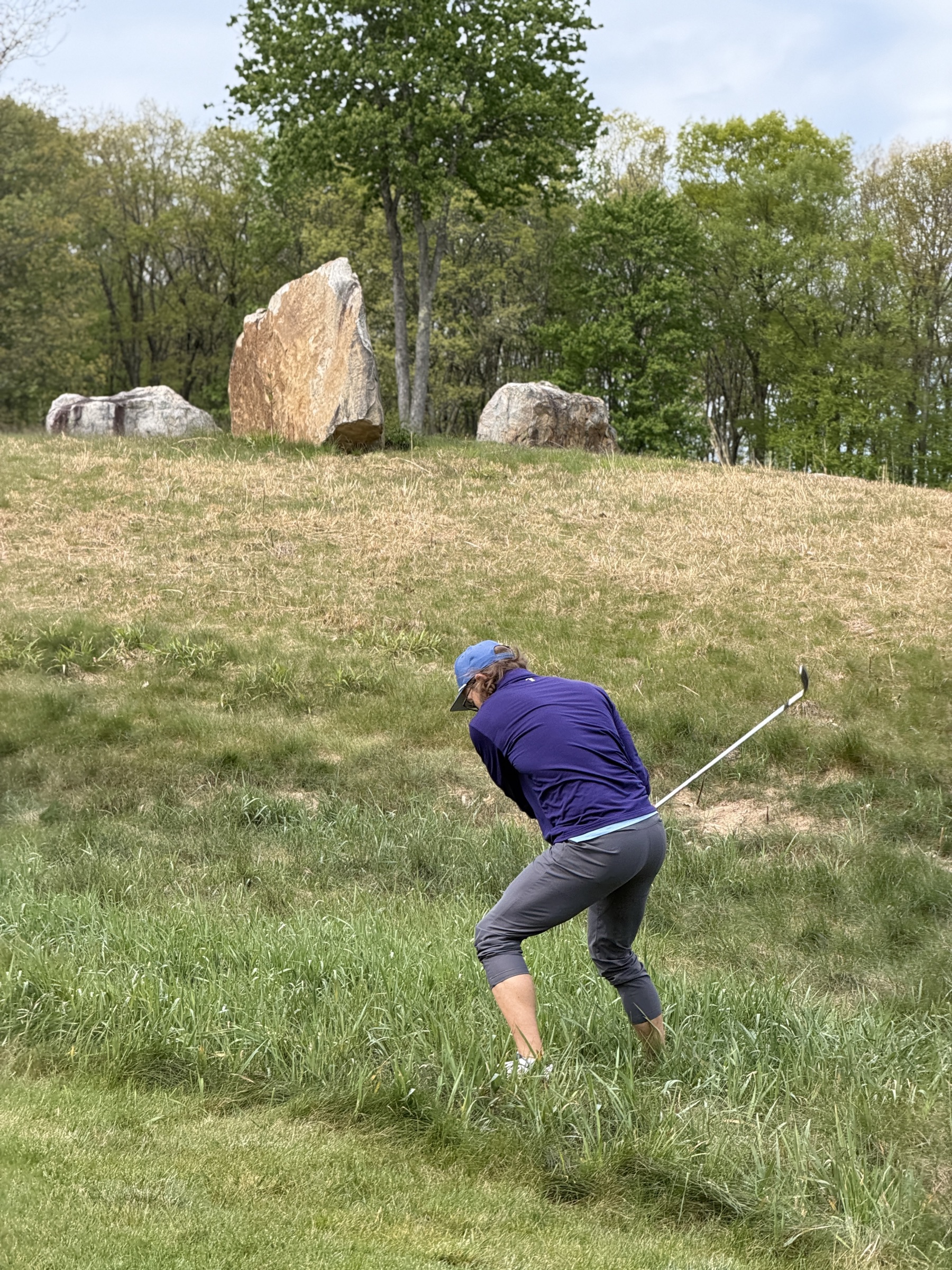Out of the rough, with the boulders watching